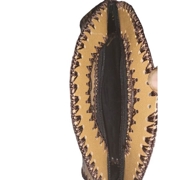 Peruvian Clutch Bag Leather and Cloth Handled Embroidered Small Boho - Picture 7 of 7
